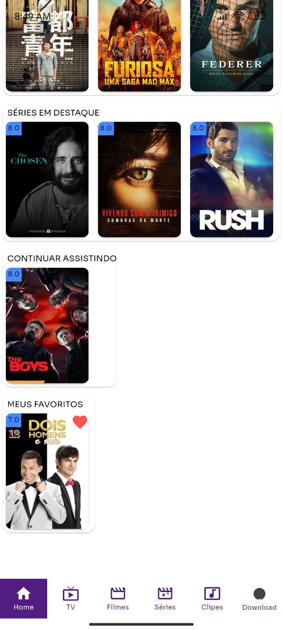 Player em reprodução com controles de vídeo visíveis