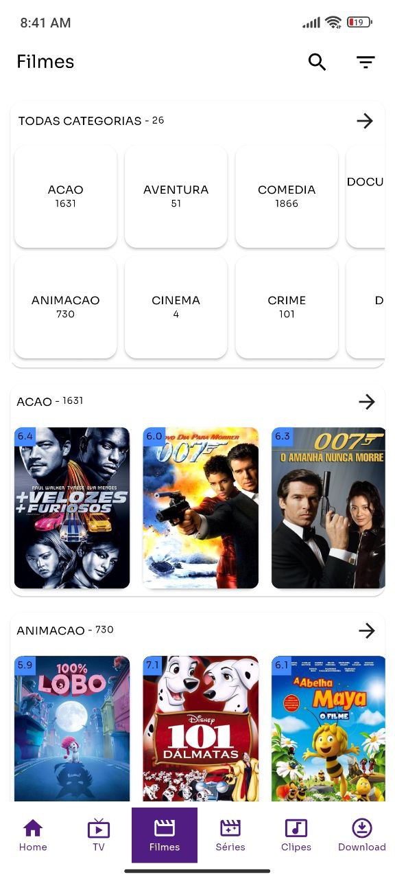 Modo Kids do IPTV Anywhere com conteúdo filtrado